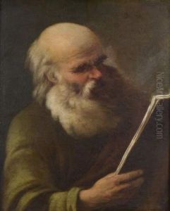 Portrait D'homme Barbu Lisant