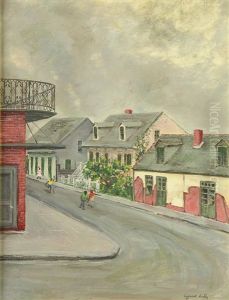 African American Boy Rolling His Hoop Through A New Orleans Street by Alfred Heber Hutty