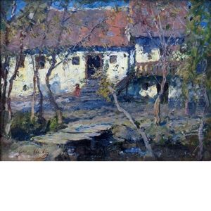 View Across A Creek by Alfred Heber Hutty