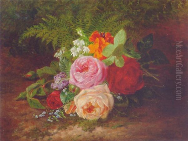 A Still Life With Roses, Forget-me-nots And Indian Cress - view 1