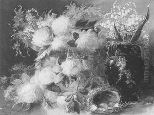 Blumenstuck Mit Vogelnest by Francois Joseph Huygens