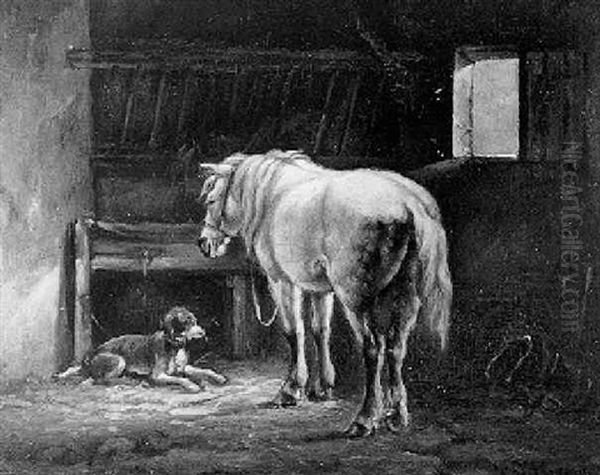 A Horse And A Dog In A Stable - view 1