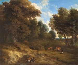 Waldlandschaft Mit Hirten Und Herde by Cornelis Huysmans