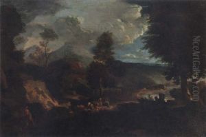 Berglandskap Med Herdar, Herdinna Och Boskop