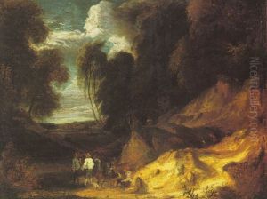 A Wooded Landscape With Figures Resting by Cornelis Huysmans