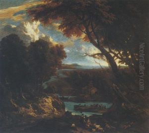 Italianate River Landscape With Figures And Cattle by Cornelis Huysmans