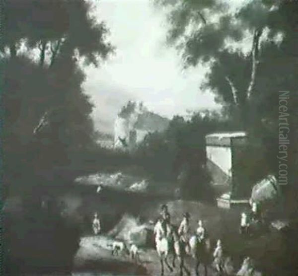 Riding Party In Landscape - view 1