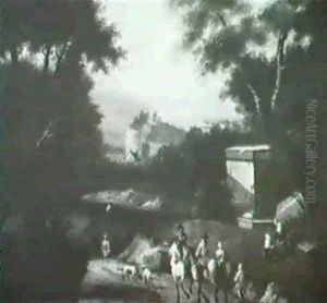 Riding Party In Landscape by Cornelis Huysmans