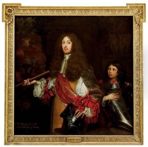 Portrait Of Sir William Widdrington, 2nd Baron Widdrington Of Blankney, In A Buff Coat With White Sleeves With Red Bows, A Young Boy At His Side