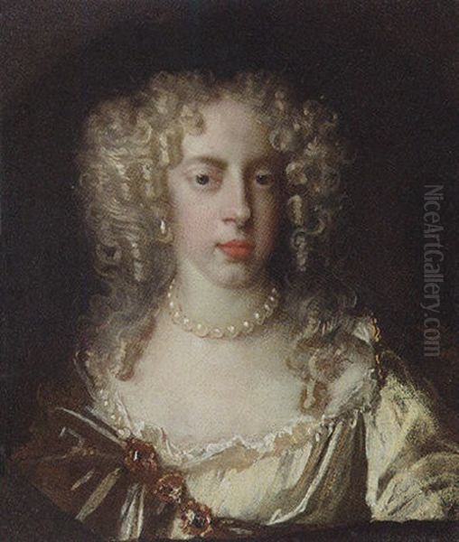 Portrait Of A Lady (frances Teresa Stuart, Duchess Of Richmond And Lennox?) In A Gold Dress by Jacob Huysmans