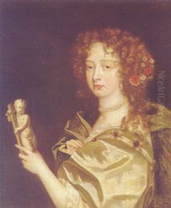 Portrait Of A Lady Holding A Crucifix With A Putto