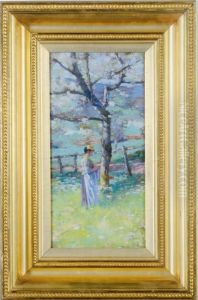 A Pensive Lady In A Spring Meadow by George Randolph Barse Jr.