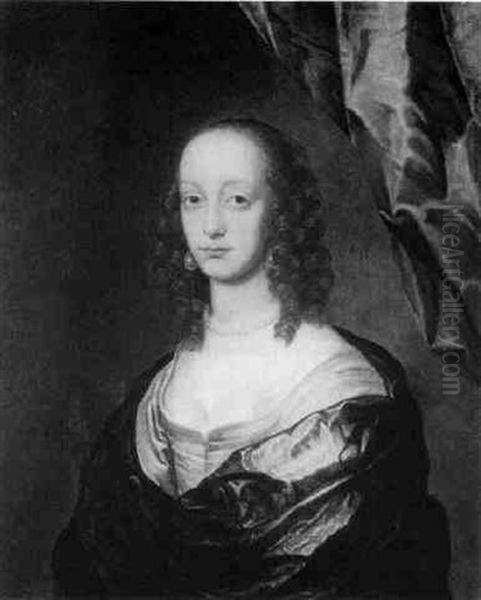 Portrait Of A Lady, Bust Length, Wearing A Silk Dress - view 1