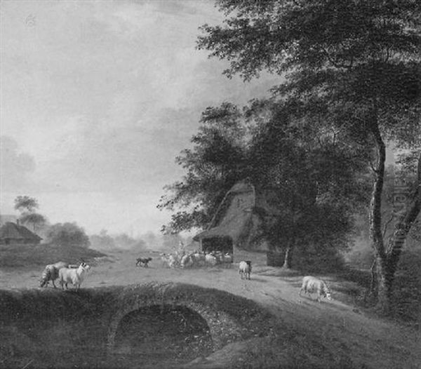 Une Bergere Traversant Un Pont - view 1