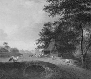 Une Bergere Traversant Un Pont Une Bergere Traversant Un Pont