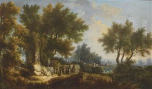 Antikisierende Landschaft Mit Ruinenmotiven Und Figurenstaffage by Jan Baptist Huysmans