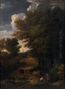 Promeneurs Sur Un Chemin A L'oree D'une Ville by Jan Baptist Huysmans