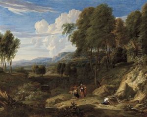 Paysage Avec Figures Pres D'une Source Et Un Monument Classique