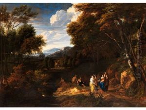 Arkadische Ideallandschaft Mit Figurenstaffage by Jan Baptiste Huysmans