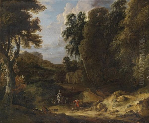 Gebirgslandschaft Mit Einer Jagdgesellschaft - view 1
