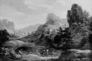 Sudliche Berglandschaft Mit Figurenstaffage by Jan Baptiste Huysmans