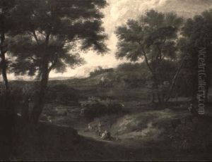 An Extensive Landscape With Nymphs And A Shepherd On A Path An Extensive Landscape With Nymphs And A Shepherd On A Path