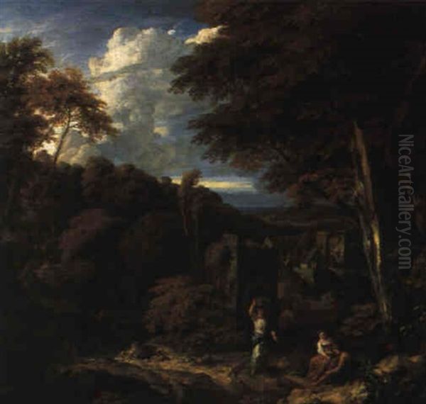 Waldlandschaft Mit Ruinen Und Figuren - view 1