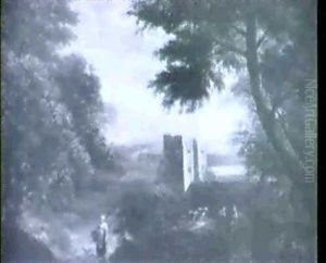 A Wooded Landscape With A Peasant Woman On A Track