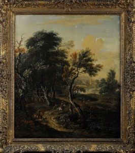 A Wooded Landscape With Hunters A Wooded Landscape With Hunters