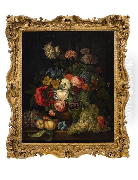 Still Life With A Vase Of Flowers And Fruits - view 1