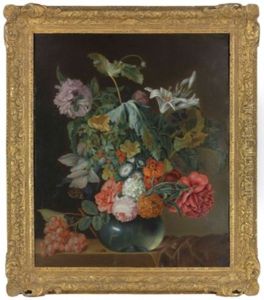 Flowers In A Vase With Grapes