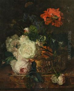 Blumenstillleben Mit Insekten Blumenstillleben Mit Insekten