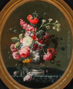 Still Life With Flowers In A Vase And Still Life With Flowers In A Basket: Two Works by Jan Van Huysum