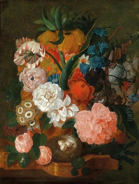 Blumen- Und Fruchtestillleben Mit Einem Vogelnest - view 1