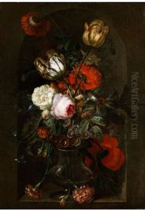 Stilleben Mit Rosen, Tulpen, Winden Und Tagetes by Jan Van Huysum