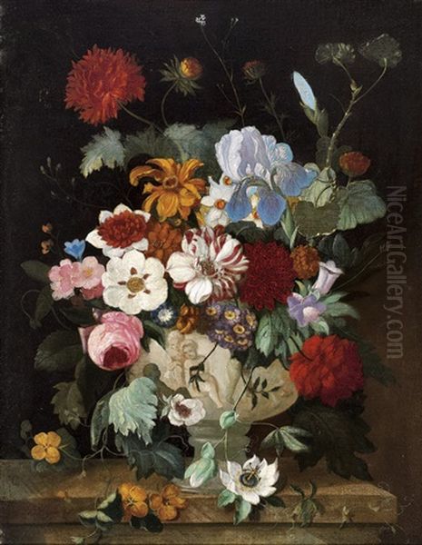 Stone Urn Overflowing With Blossoms - view 1