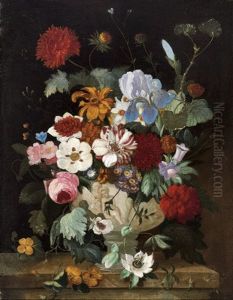 Stone Urn Overflowing With Blossoms by Jan Van Huysum