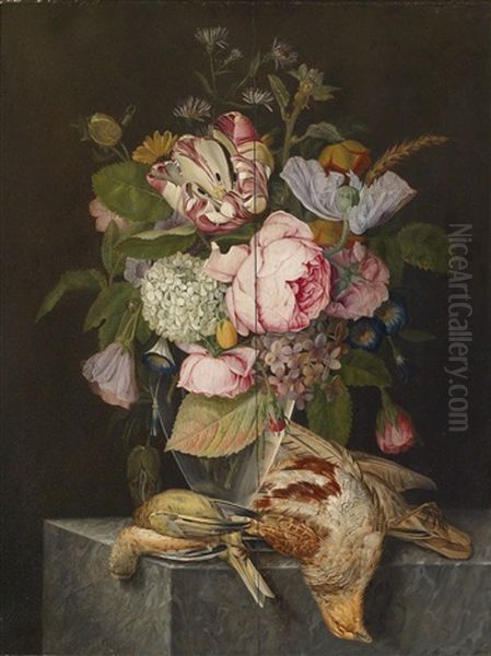 Blumenstillleben Mit Erlegten Vogeln - view 1