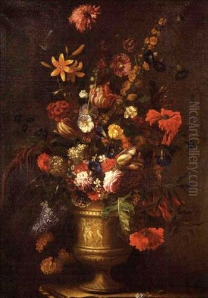 Nature Morte Au Vase De Fleurs Sur Un Entablement - view 1