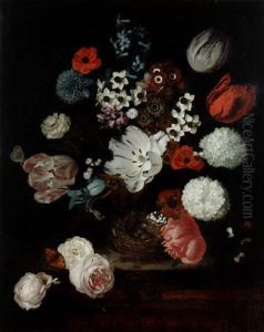 Stilleben Med Tulpaner Och Rosor by Jan Van Huysum