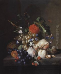 Nature Morte De Fruits Sur Un Entablement by Jan Van Huysum