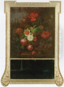 Roses, Poppies, Daisies, Chrysanthemums And Other Flowers In An Urn On A Stone Ledge Roses, Poppies, Daisies, Chrysanthemums And Other Flowers In An Urn On A Stone Ledge