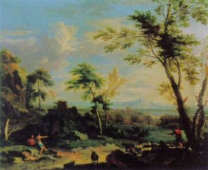 Landschaft Mit Hirten Und Schafherde by Jan Van Huysum