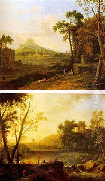 An Italianate Landscape With Shepherds In The Foreground - view 1