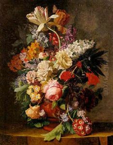 Blumenstrauss In Einer Tonvase
