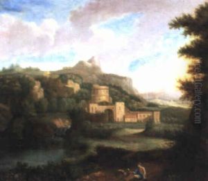 Italienische Landschaft Mit Einem Wehrhof An Einem Bach