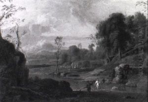 Paysage Pastoral Pres D'une Riviere by Jan Van Huysum