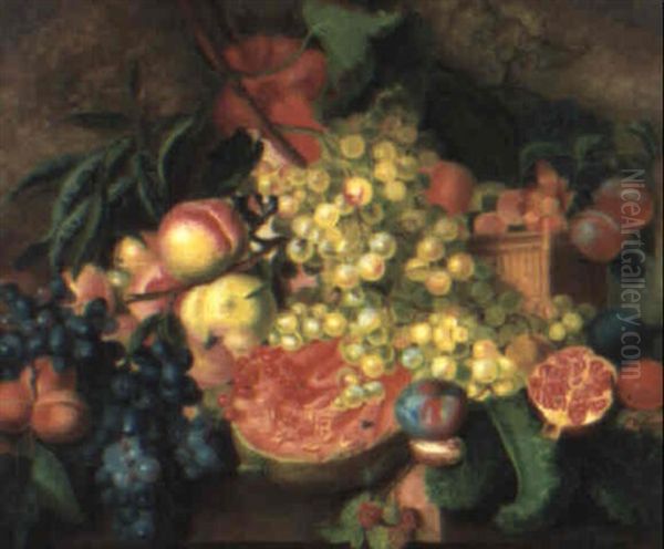 Still Life Of Fruit Upon A Table Top With A Basket - view 1