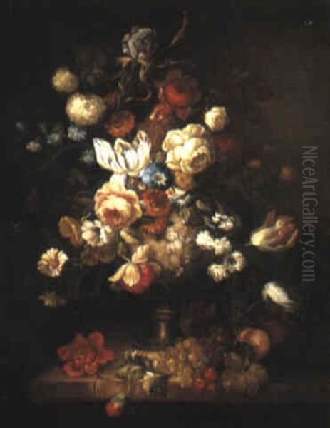 Still Life Of Flowers In Elaborate Urns - view 1