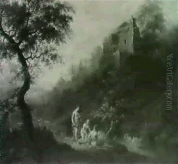 Nymphs Bathing In An Arcadian Landscape - view 1